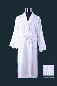 White Cotton Herringbone Waffle Shawl Collar