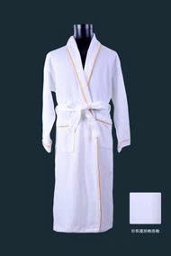 White Cotton Waffle Shawl Collar with piping