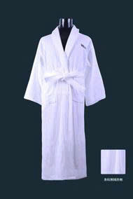 White Cotton Stripe terry Shawl Collar